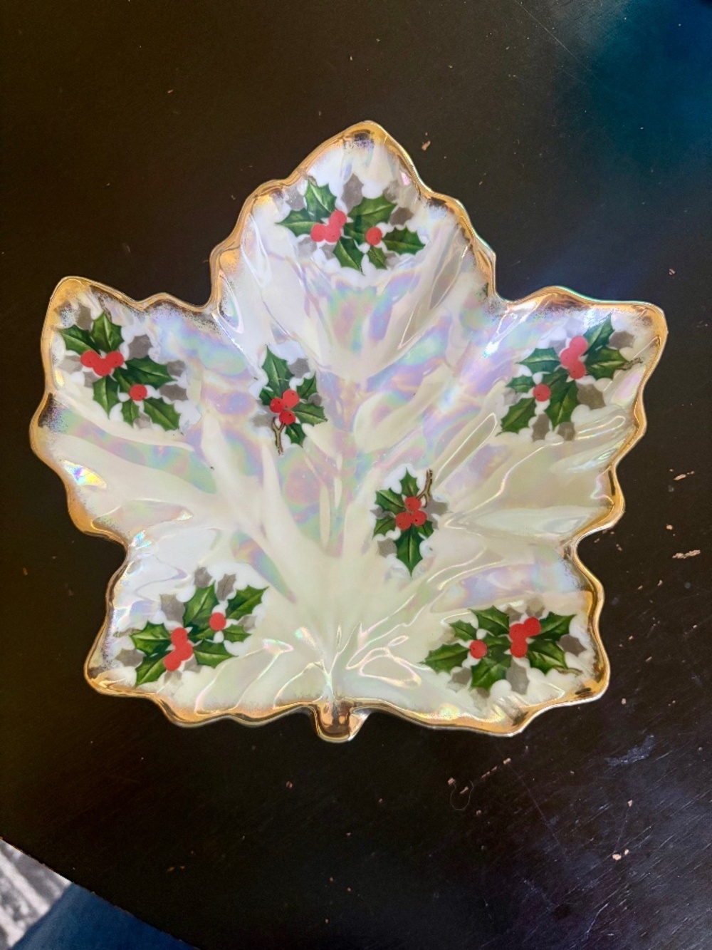 Vintage Lusterware Iridescent Christmas Dish